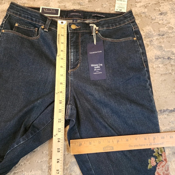 NWT Charter Club Floral Embroidered Bristol Ankle Jeans Tummy Slimming Size 10 - Picture 9 of 16